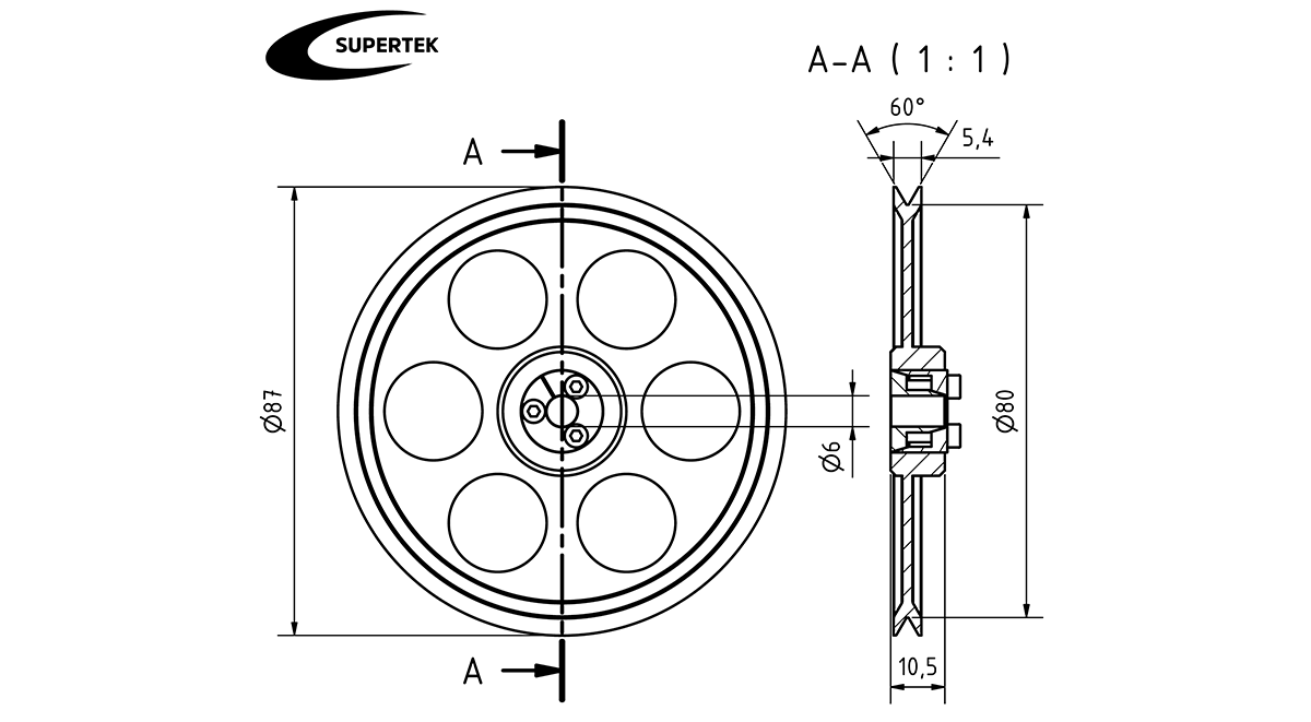 Umlenkrolle V-Kanal 80 - Encoder