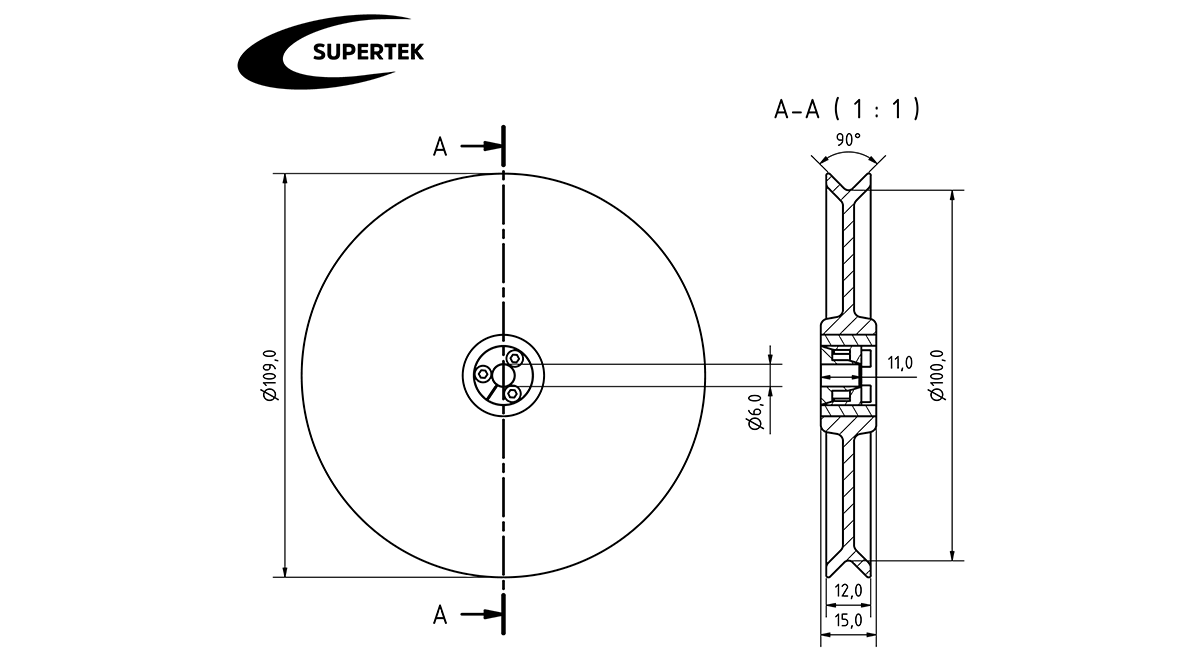 Umlenkrolle V-Kanal 100 - Encoder