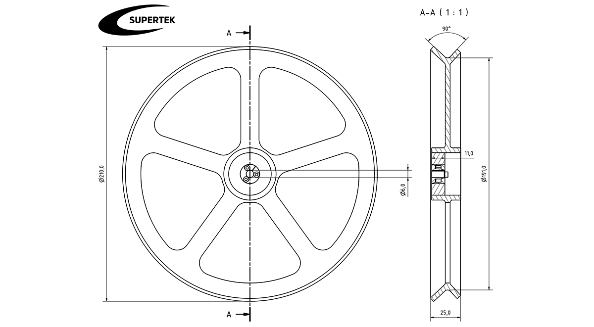 Umlenkrolle V-Kanal 191-90 Encoder light